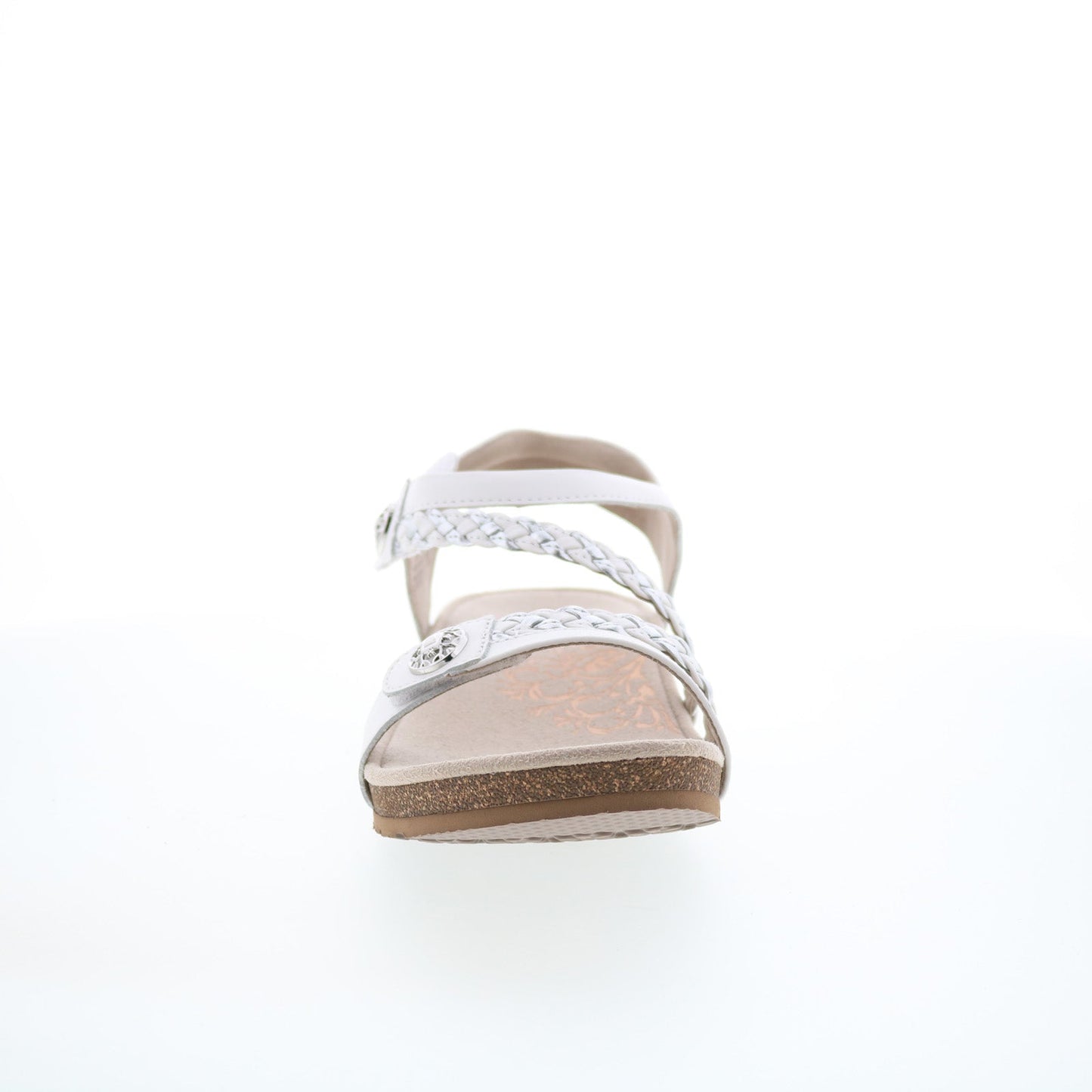 Aetrex Jillian Q Strap Braid SC453W Womens White Strap Sandals Shoes