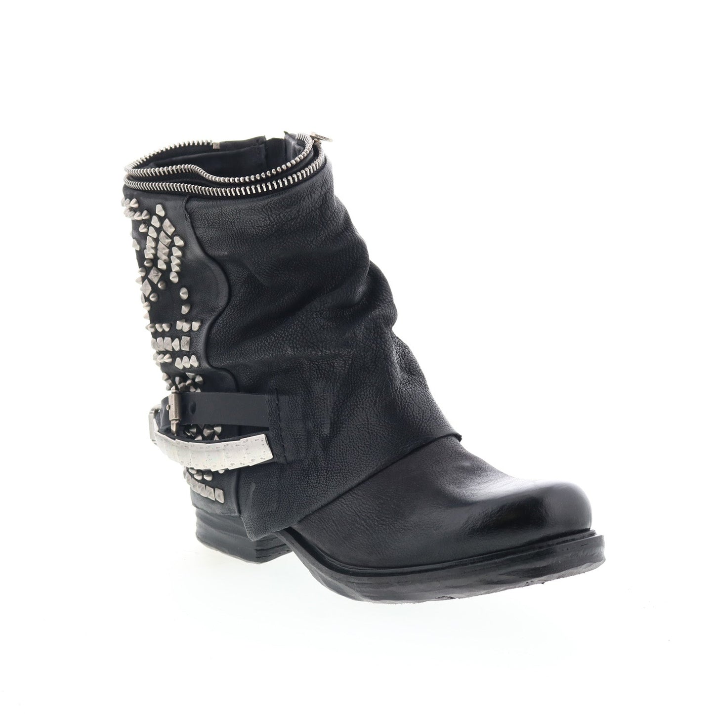 Sid Womens Black Leather Zipper Casual Dress Boots