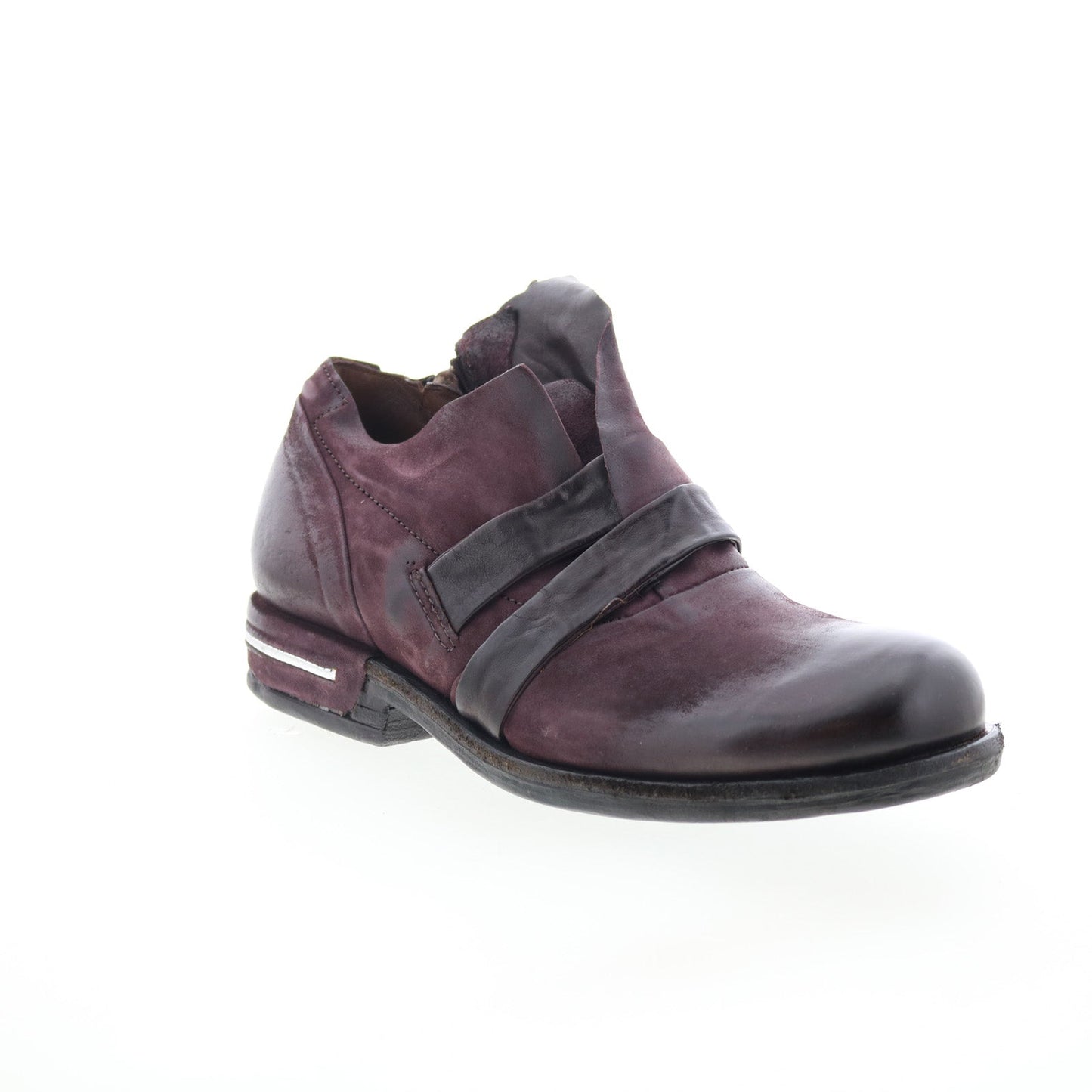 Tarek Womens Burgundy Leather Zipper Loafer Flats Shoes