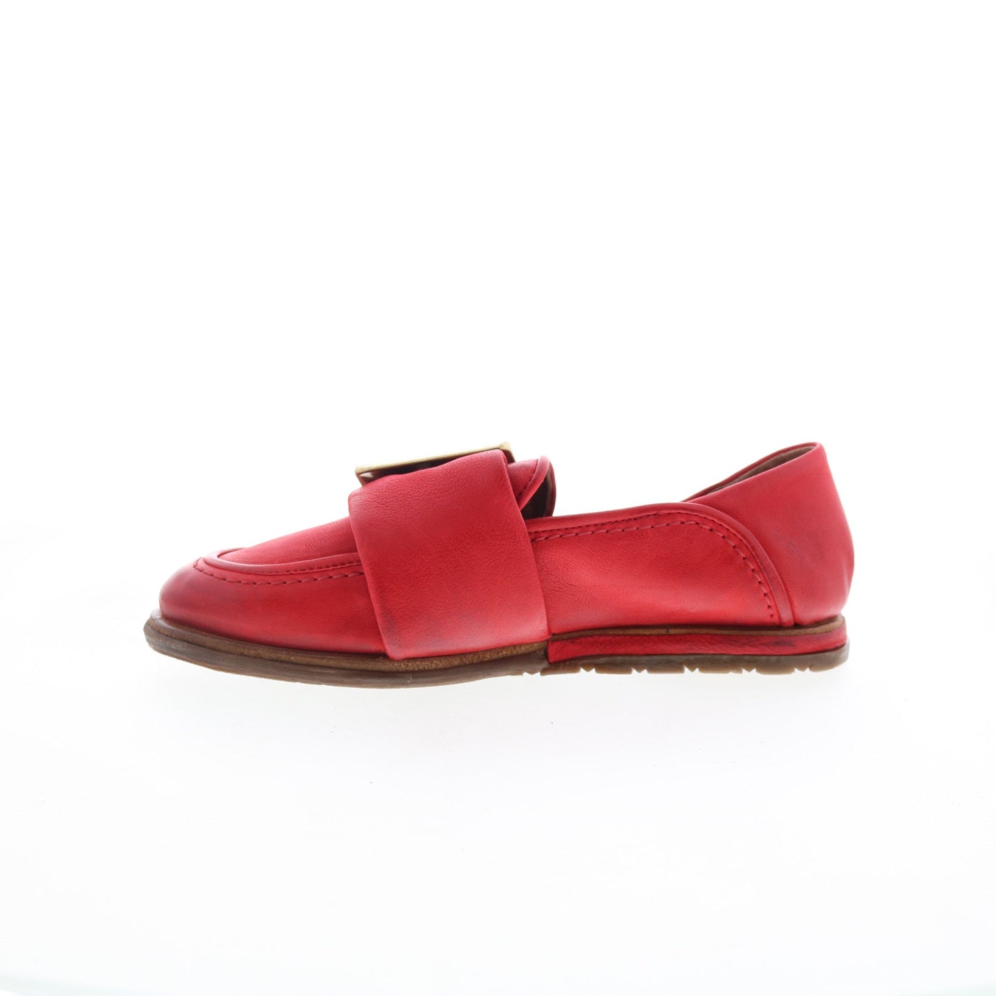 Thaine Womens Red Leather Hook & Loop Loafer Flats Shoes