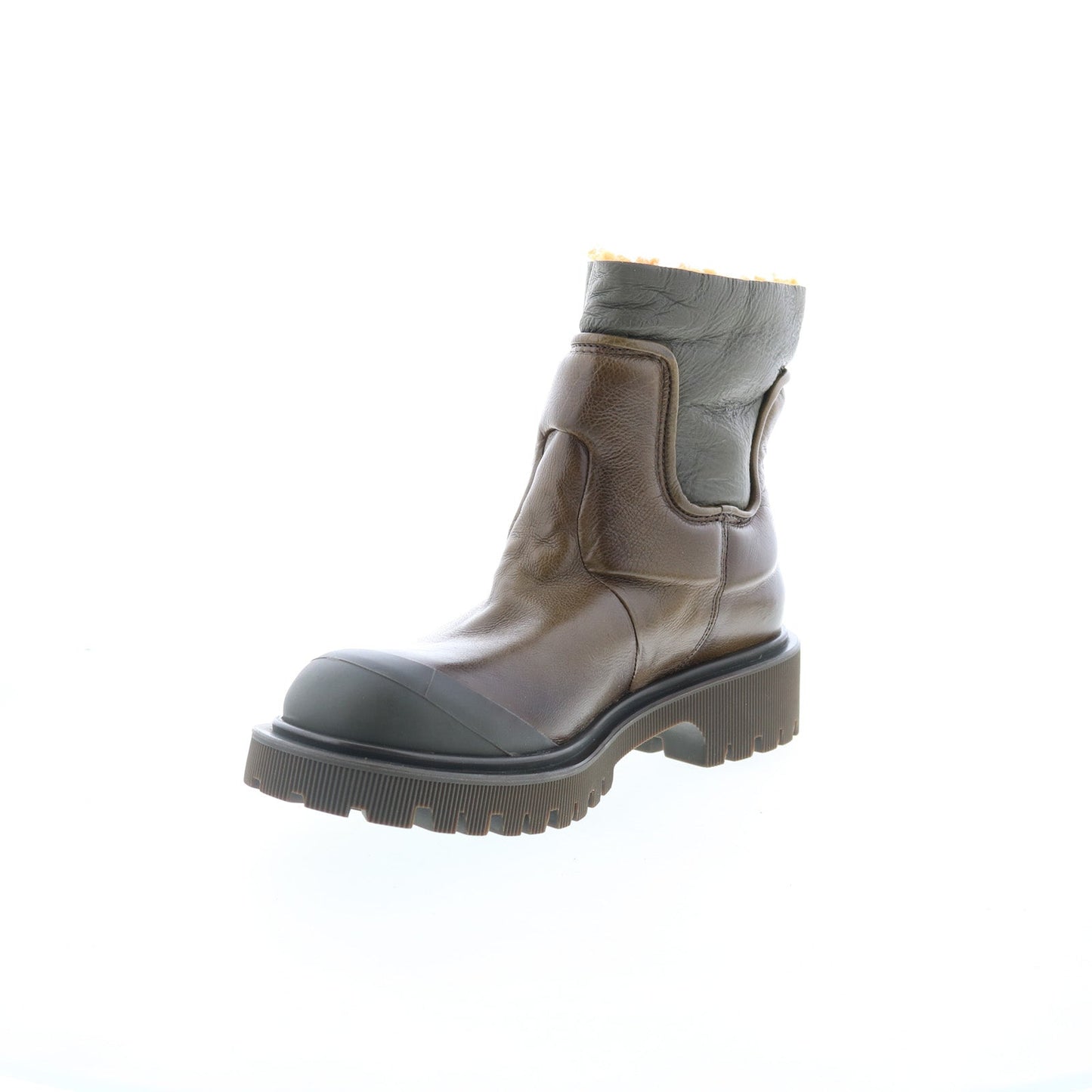 Theodore Fur Womens Brown Leather Slip On Casual Dress Boots