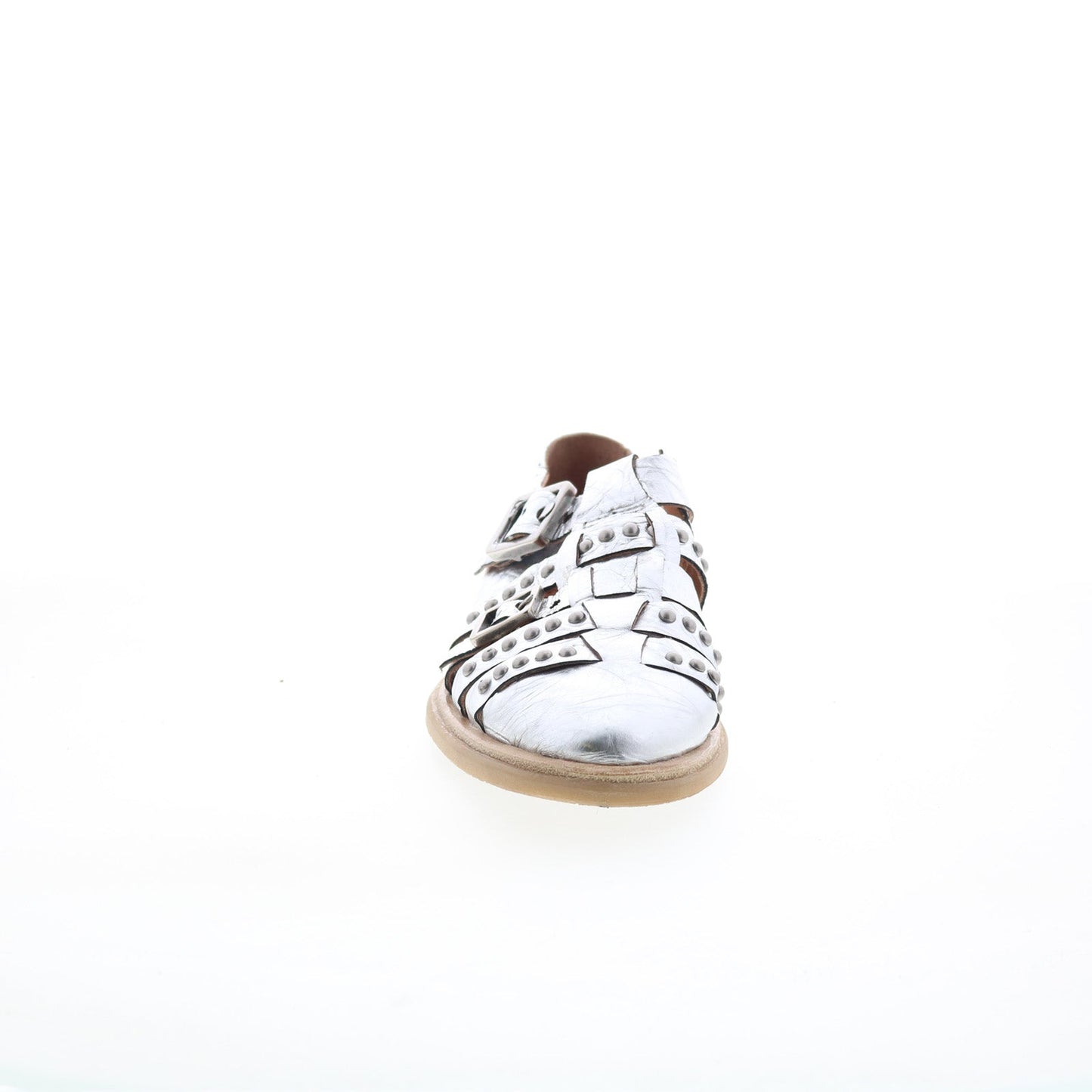 Thorpe Womens Silver Leather Hook & Loop Loafer Flats Shoes