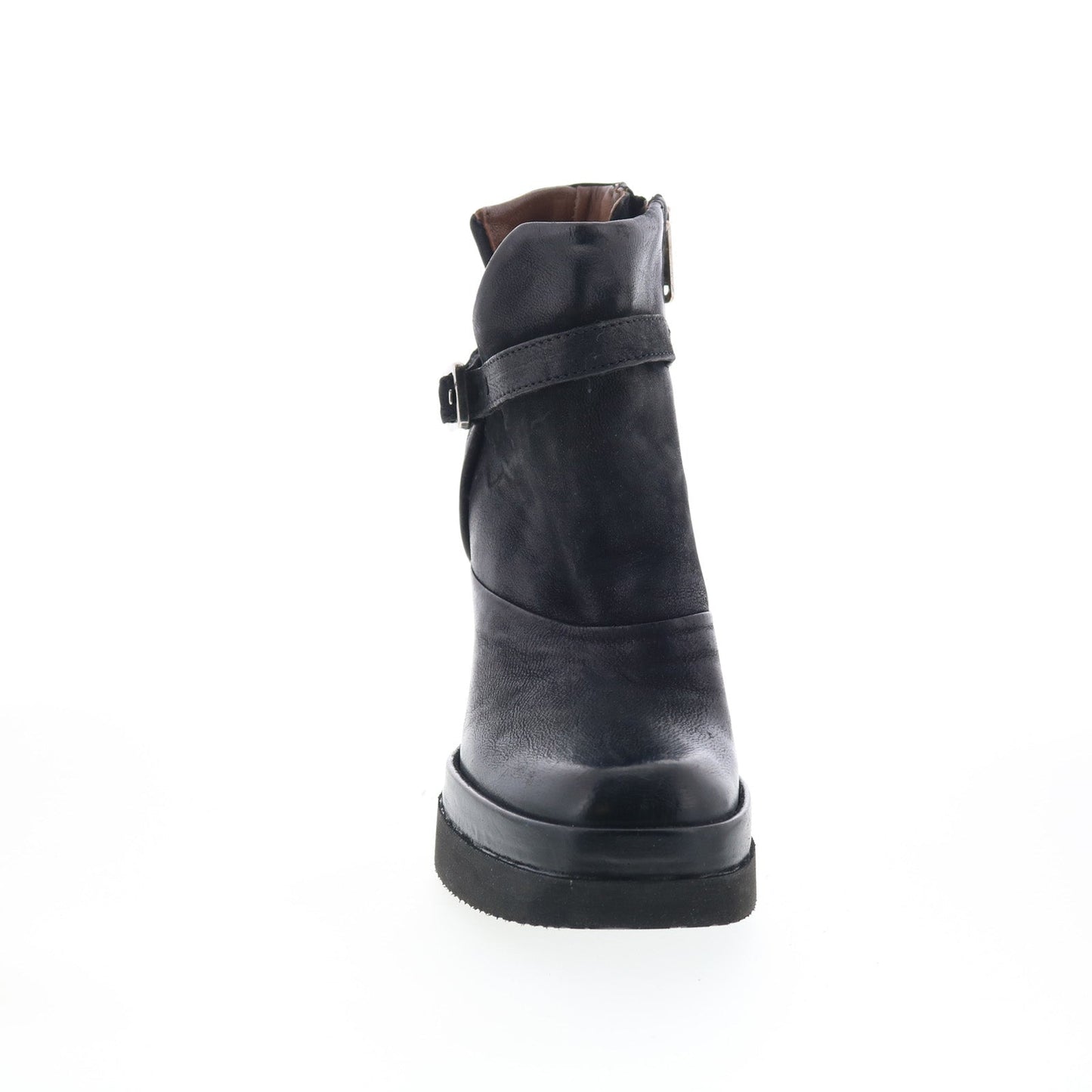 Vinal Womens Black Leather Zipper Ankle & Booties Boots