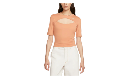 NSW Essential Cut-out Swoosh Logo Tee WMNS "Amber Brown / Sail" FB8282 225