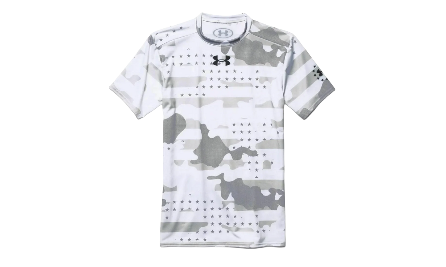 Freedom Camo Short Sleeve Compression Shirt "White / Black" 1260445 100