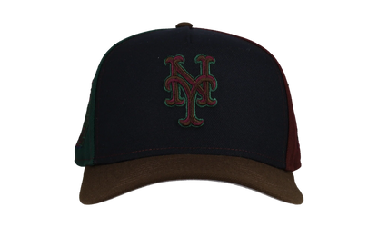 9FIFTY New York Mets Subway Series Pinwheel A Frame Snapback Hat "Black / Dark Green / Brown" NE217