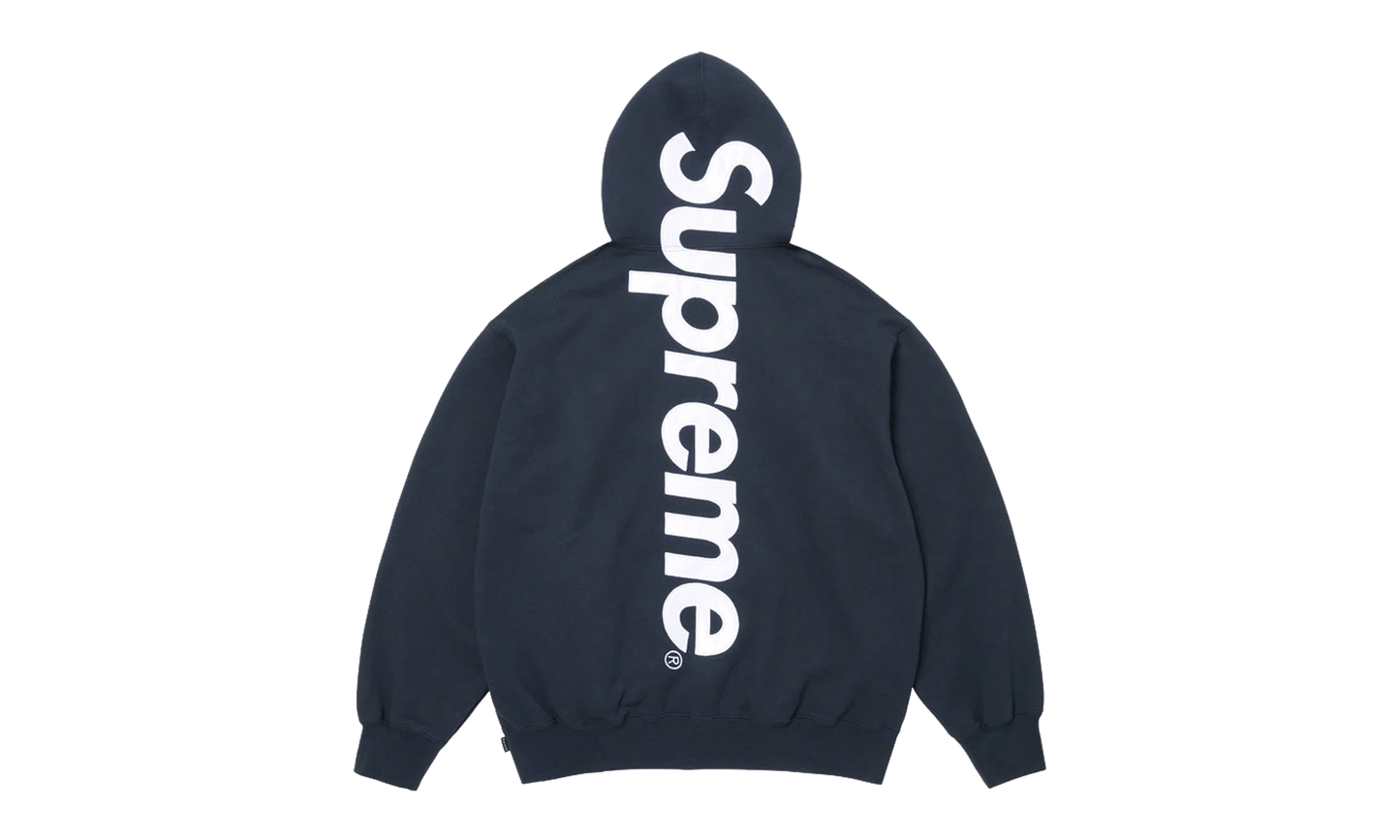 Satin Appliqué Hooded Sweatshirt "SS26 - Navy" SU27500