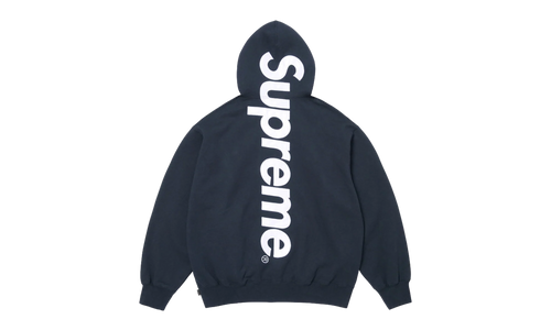 Satin Appliqué Hooded Sweatshirt "SS26 - Navy" SU27500