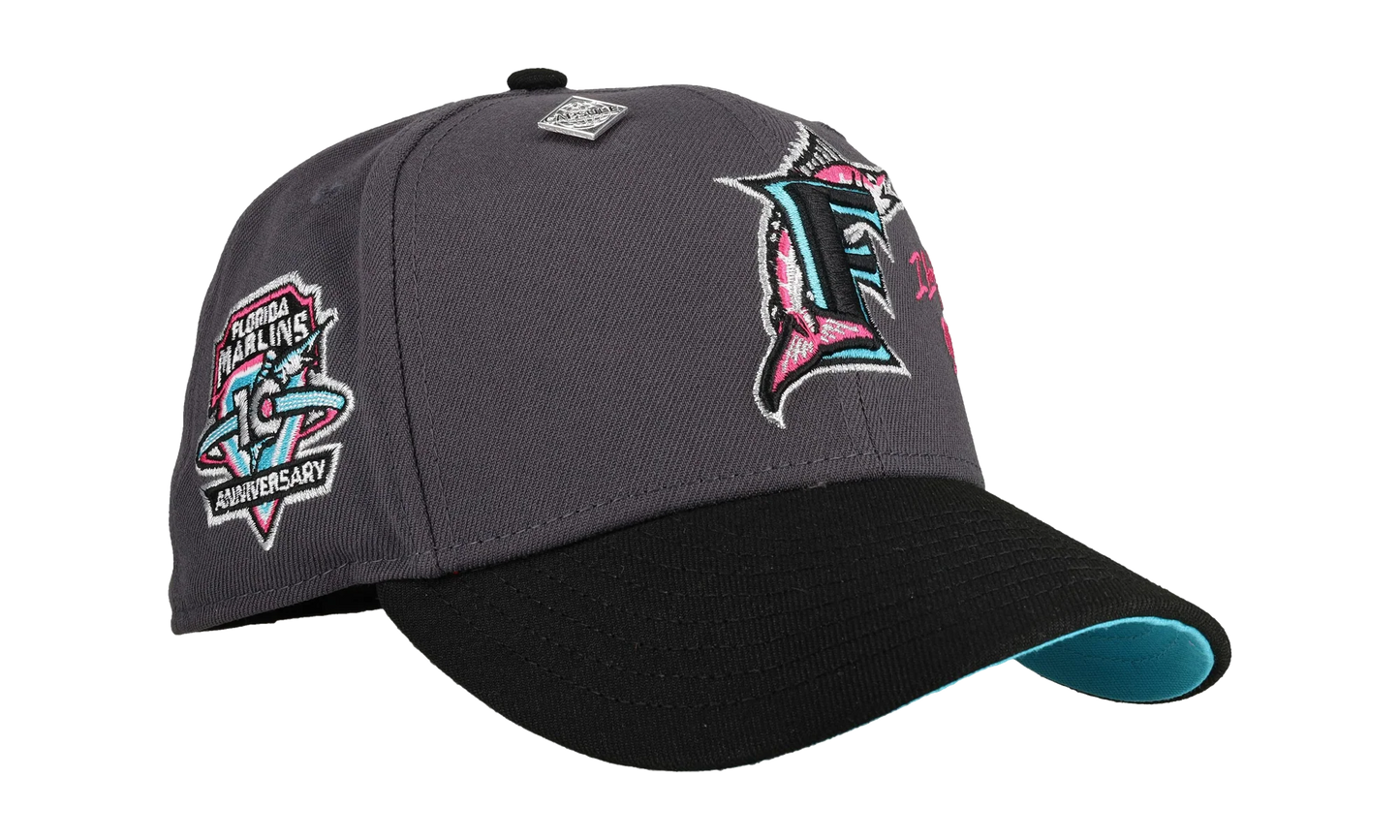 59FIFTY Florida Marlins 10th Anniversary Fitted Hat "South Beach Metallic" NE423