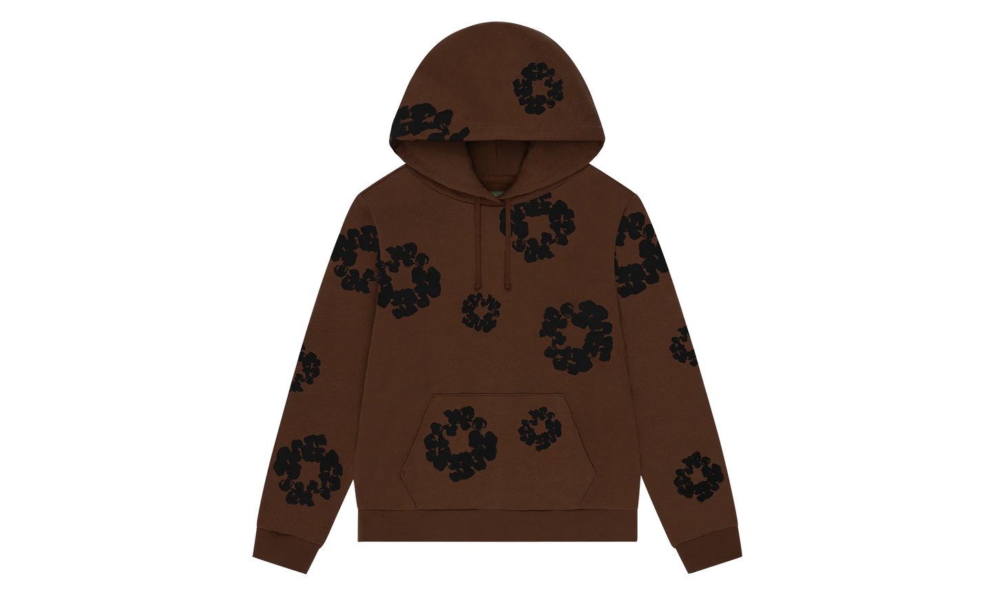 Black Cotton Wreath Hoodie "Brown" DT355