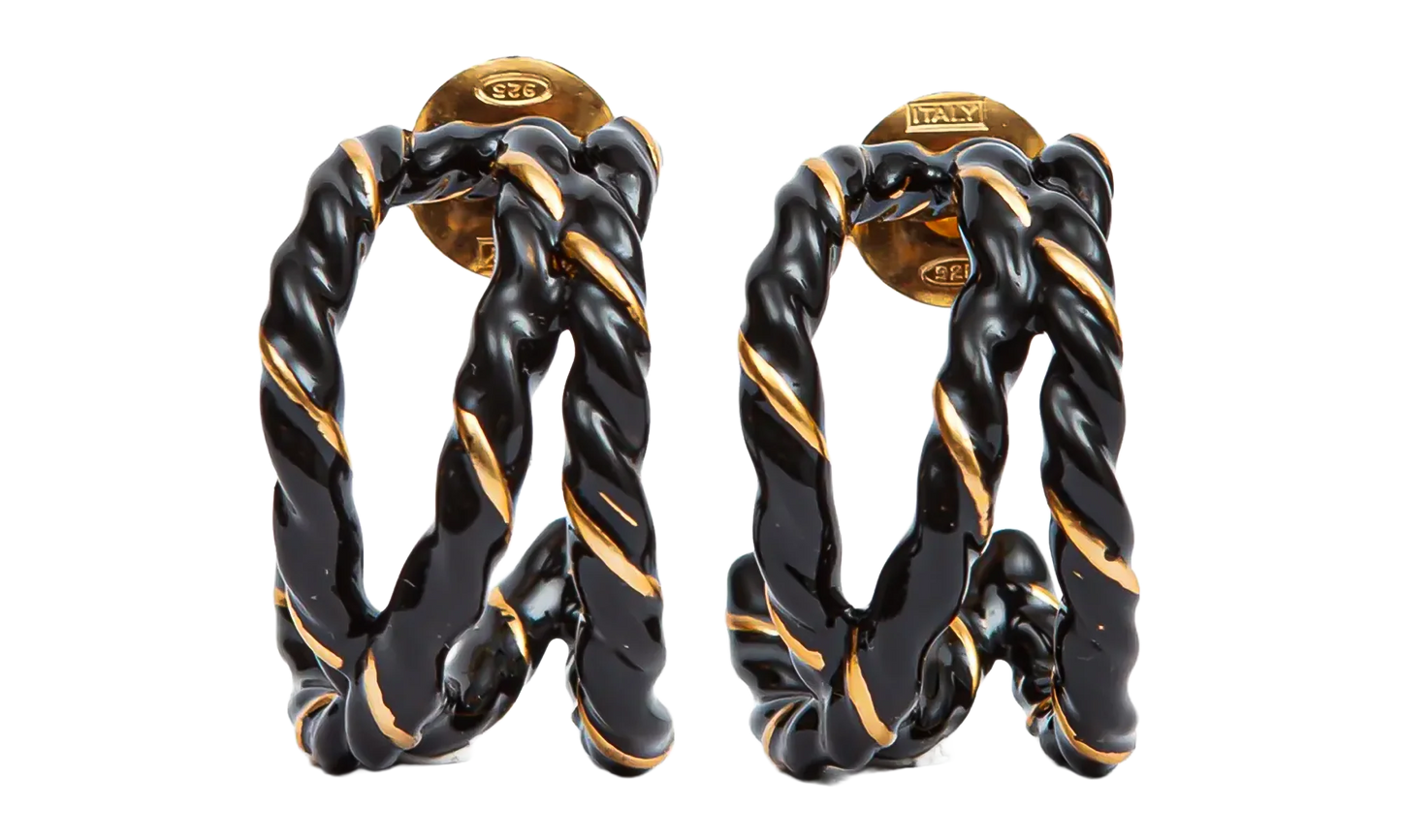 GOLD PLATED TWISTED EARRINGS "Black / Gold" SM1VG0051P6477967