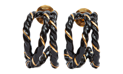 GOLD PLATED TWISTED EARRINGS "Black / Gold" SM1VG0051P6477967