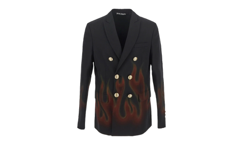 Burning Double-Breasted Blazer "Black and Red" PMEN023F22FAB0021025