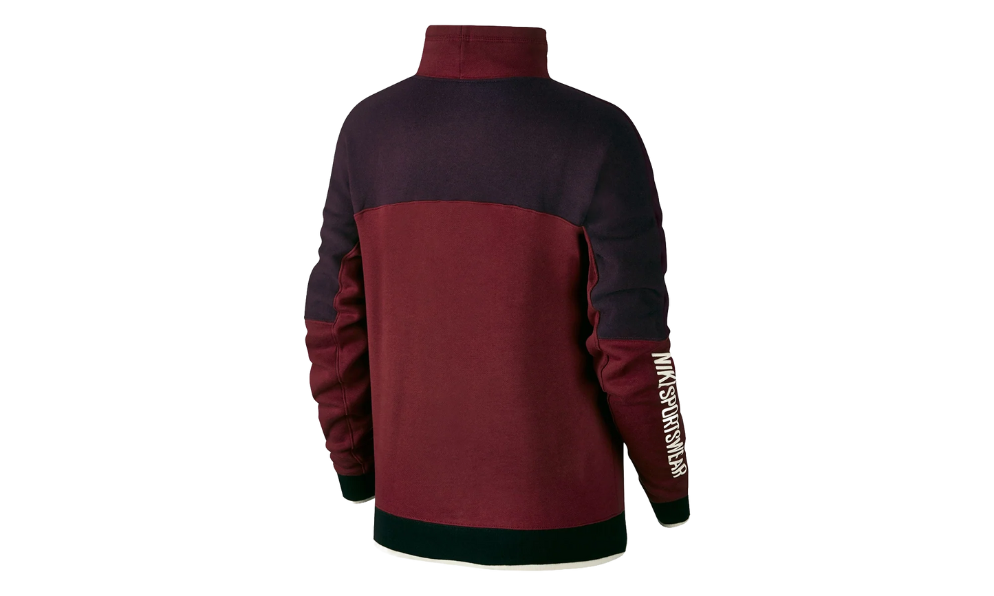 Sportswear Archive Half Zip Pullover Hoodie WMNS "Burgundy / Black" 855701 677