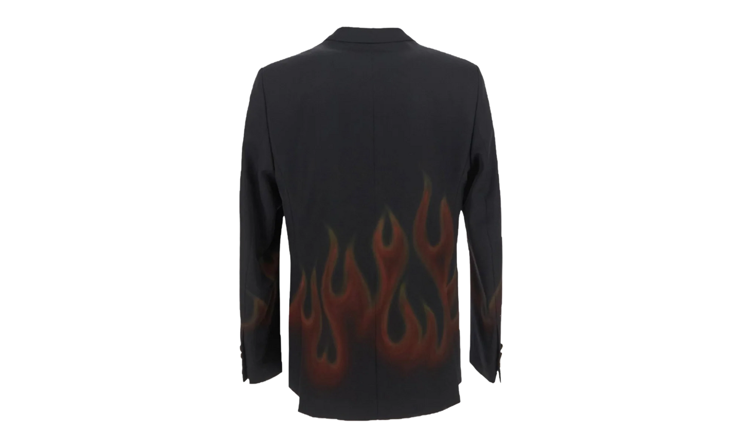 Burning Double-Breasted Blazer "Black and Red" PMEN023F22FAB0021025