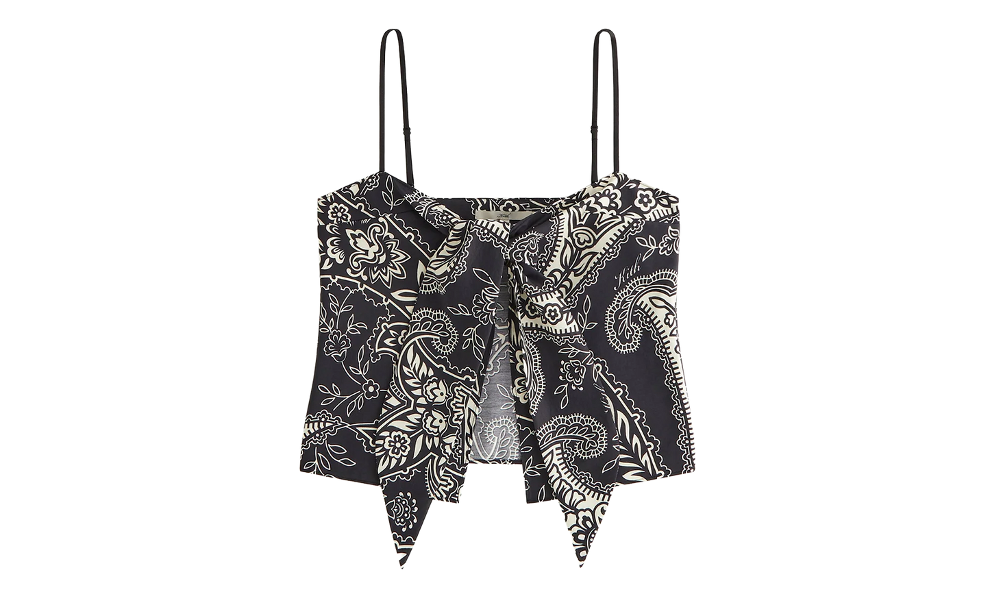 Luna Paisley Tie Front Cami Top WMNS "Black" KITH123