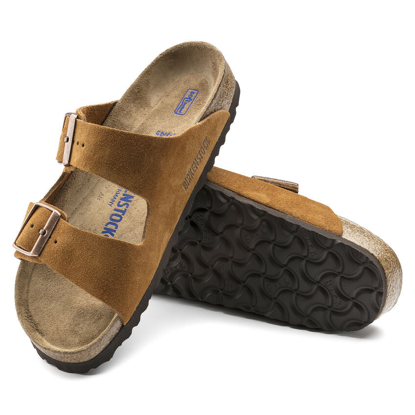Arizona Suede Soft Footbed Sandal in Mink