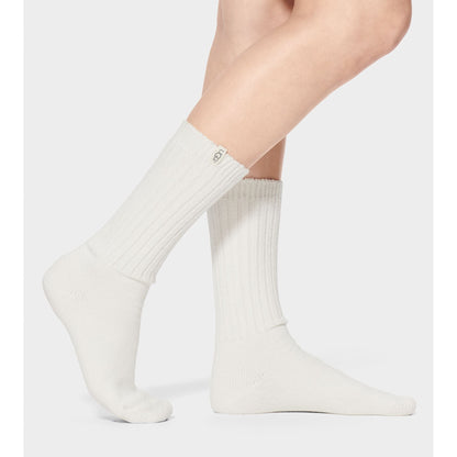 Women's Rib Knit Slouchy Crew Sock in White