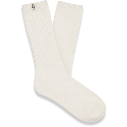 Women's Rib Knit Slouchy Crew Sock in White