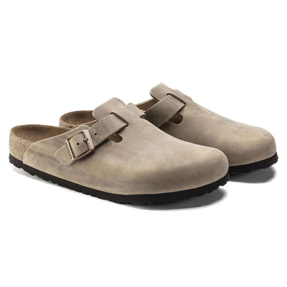Boston Oiled Leather Soft Footbed Clog in Tabacco Brown