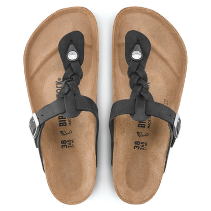 Gizeh Braid Oiled Leather Sandal in Black
