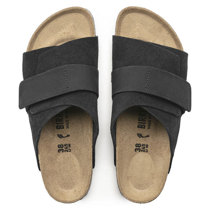 Kyoto Nubuck Leather Suede Leather Sandal in Black