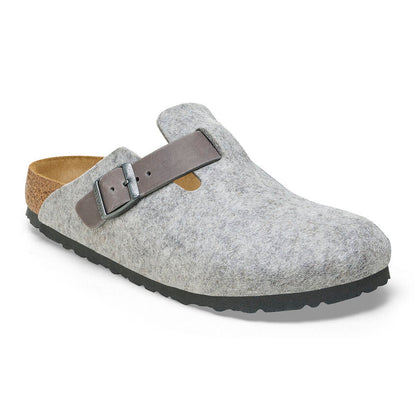 Boston Natural Leather/Felt in Light Grey