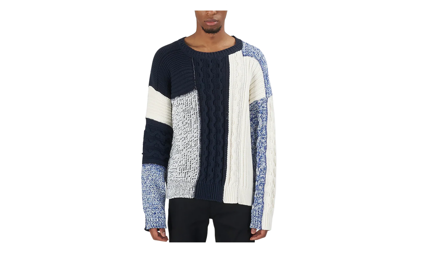 Knit Patchwork Sweater "Mixed Blues" BALMAINMS7 11