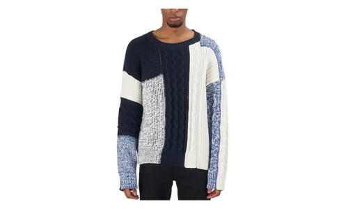 Knit Patchwork Sweater "Mixed Blues" BALMAINMS7 11