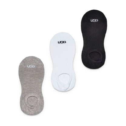 Women's Stela No-Show 3 Pack Socks in White Grey & Black