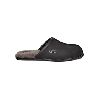 Men's Scuff Leather Slipper in Black