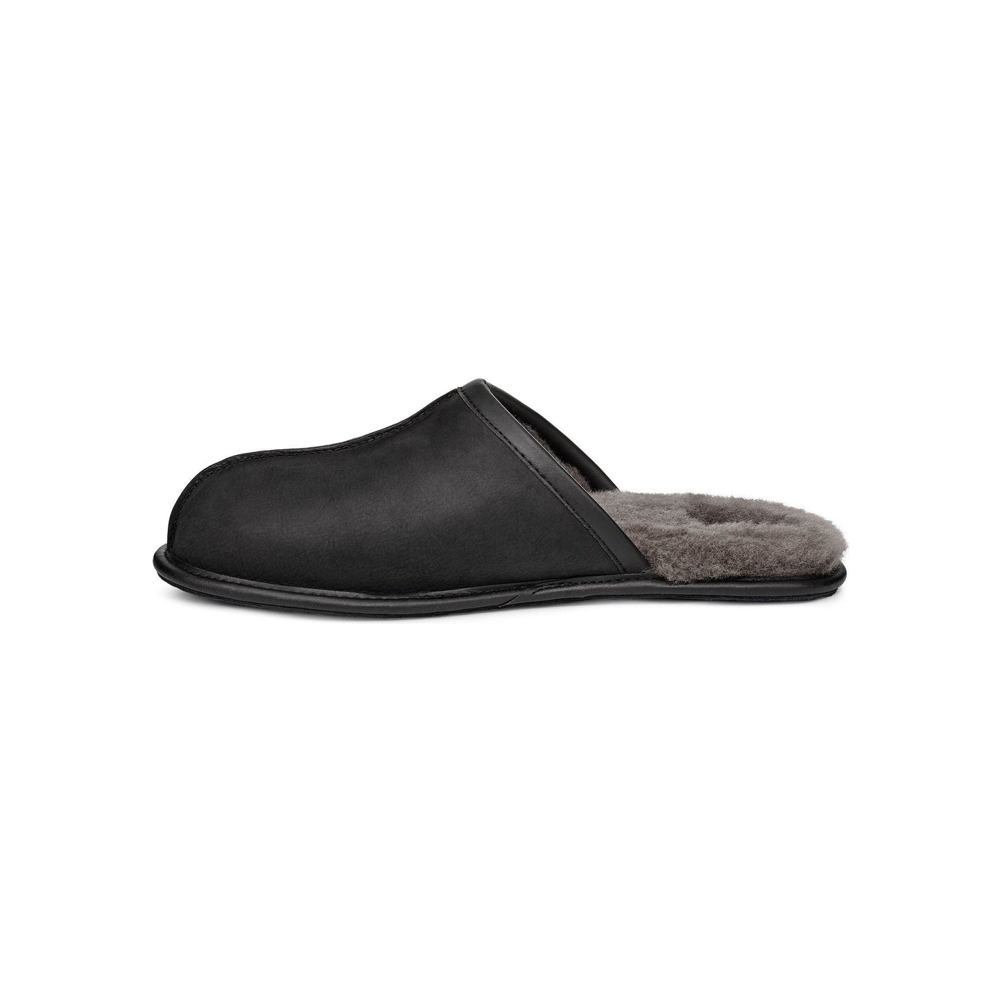 Men's Scuff Leather Slipper in Black