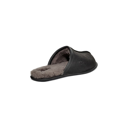 Men's Scuff Leather Slipper in Black