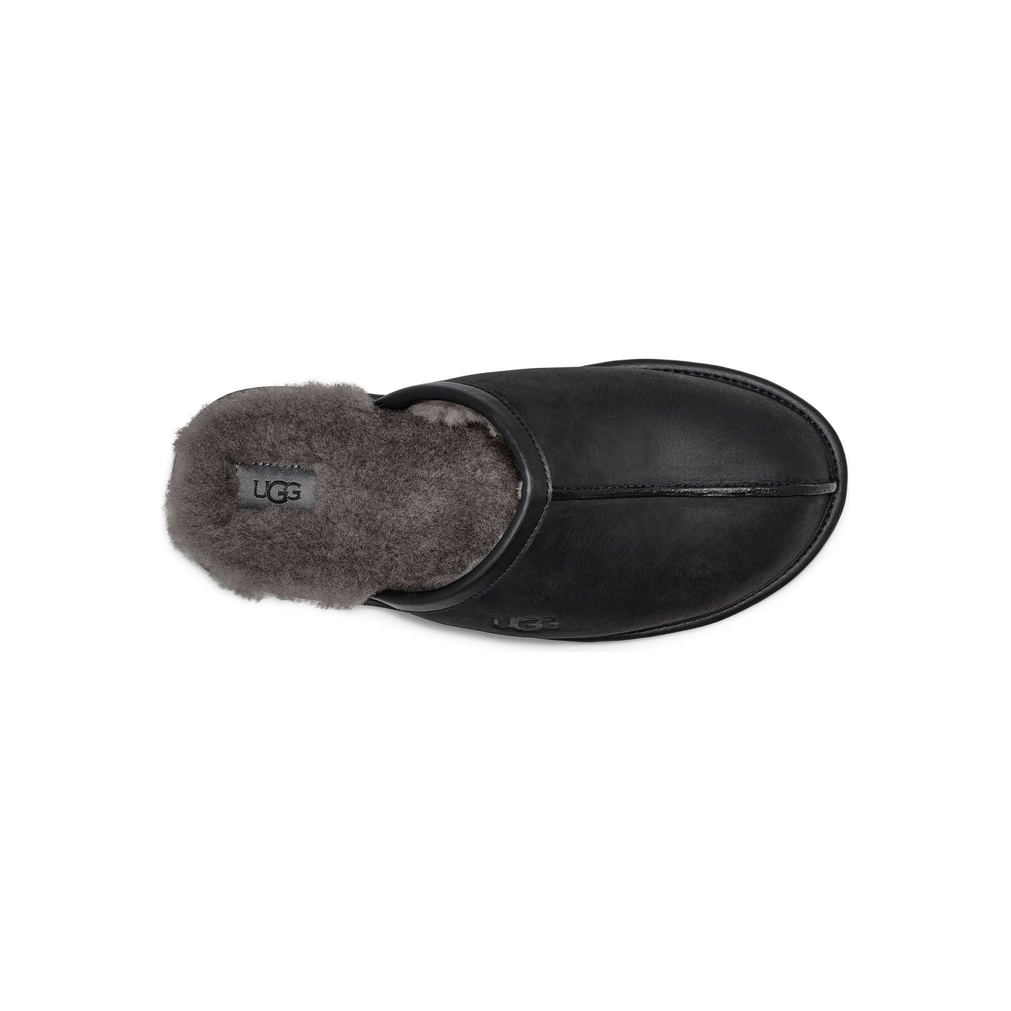 Men's Scuff Leather Slipper in Black