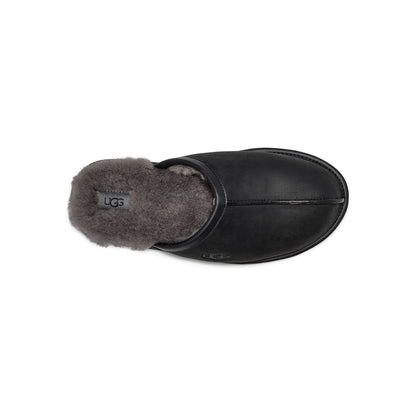 Men's Scuff Leather Slipper in Black