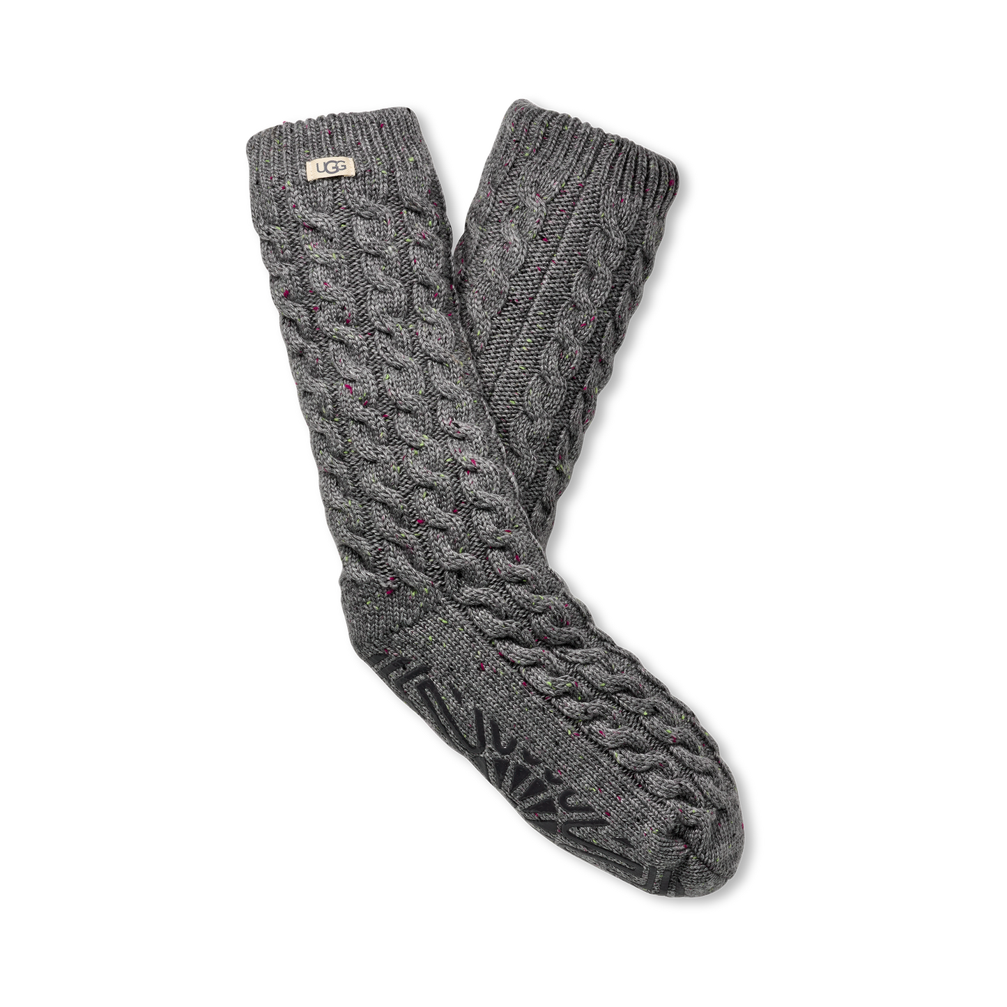 Women's Elowyn Cable Knit Fleece Lined in Charcoal Heather Confetti