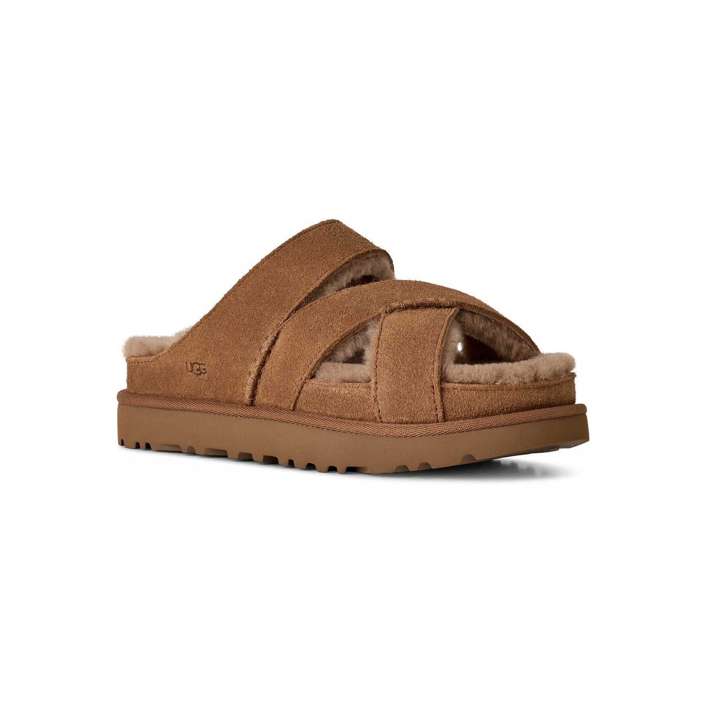 Women's Greenport Cross Strap Slide in Chestnut