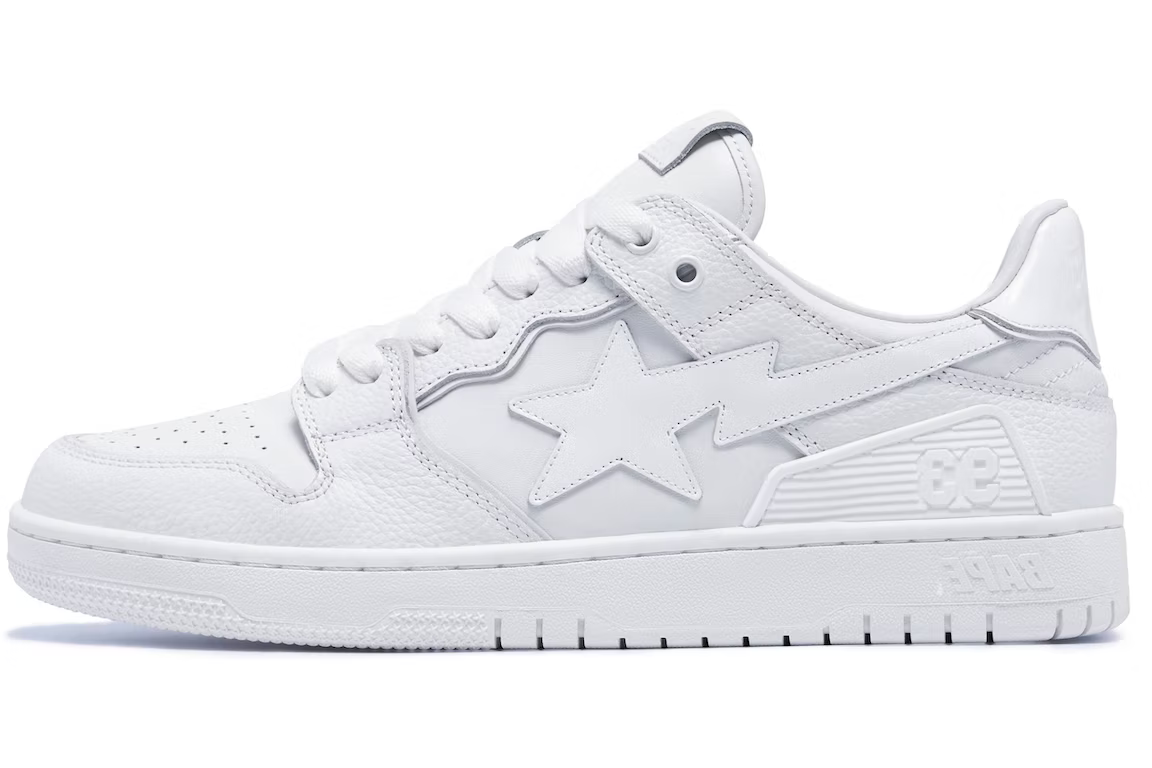 A Bathing Ape SK8 Sta Triple White Patent Leather