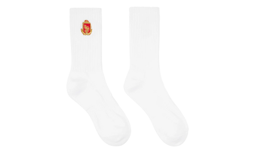Embroidered Chevron Crest Socks "White" PS25S0011170053