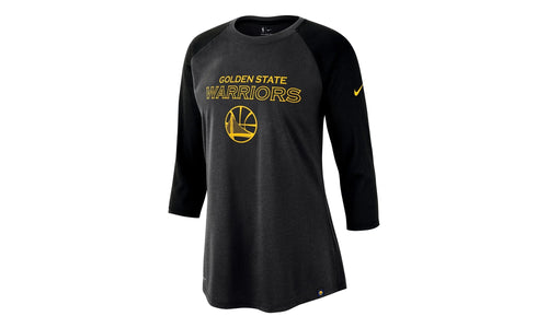 NBA GS Warriors Wordmark 3/4‑Sleeve Raglan WMNS "Charcoal Black" AQ6085 060