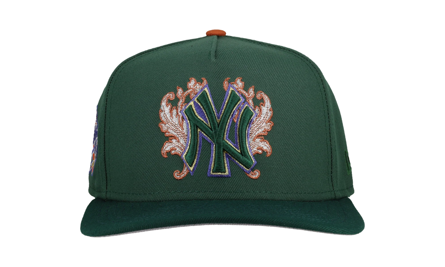 9FIFTY New York Yankees 1999 World Series Flames A Frame Snapback Hat "Green / Copper Flames" NE250