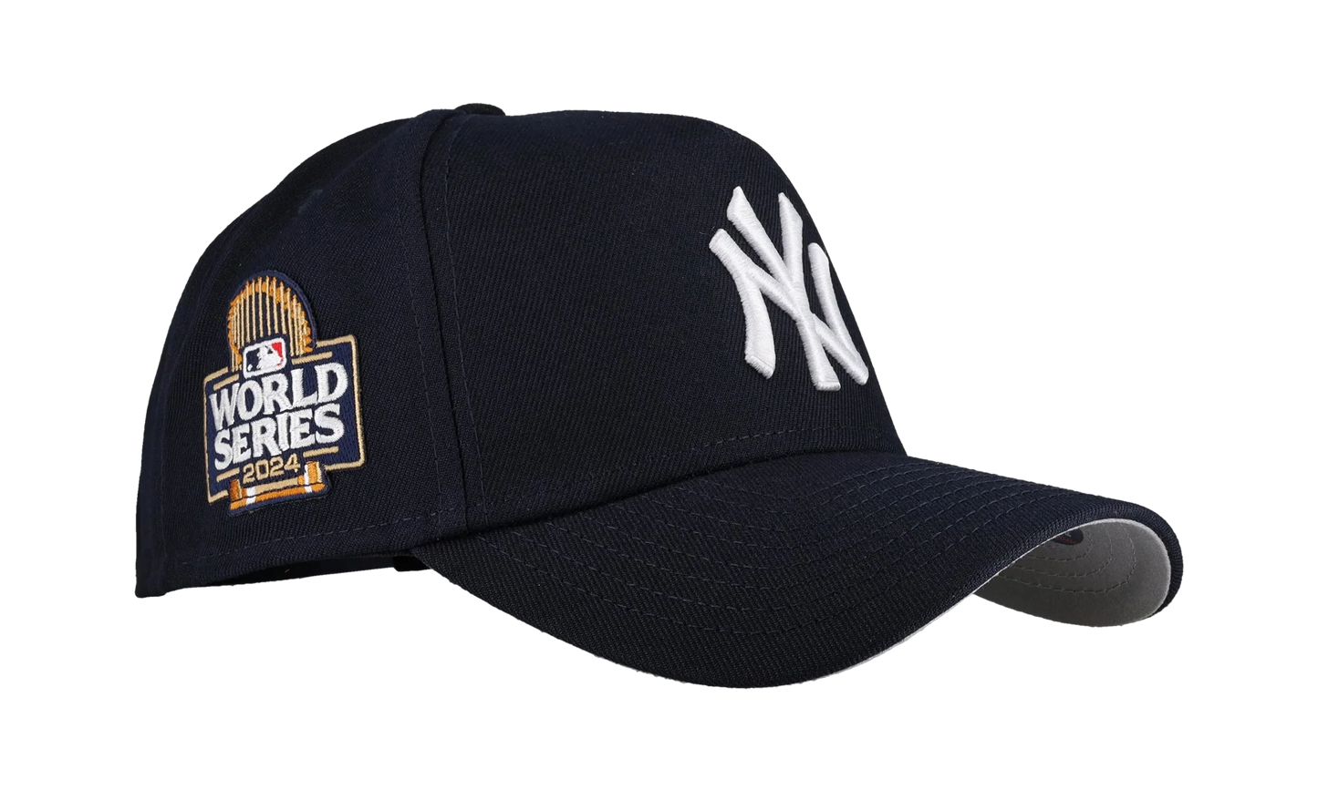9FORTY New York Yankees 2024 World Series A Frame Snapback Hat "Black (Grey Brim)" NE481