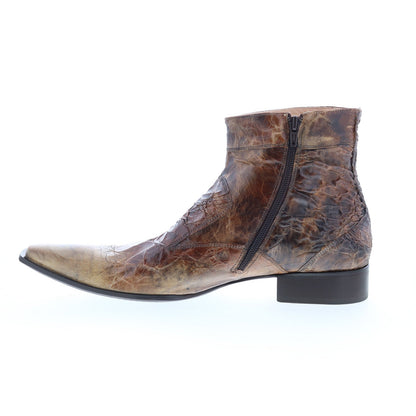 Astton Vettore 1678 Mens Brown Leather Zipper Casual Dress Boots