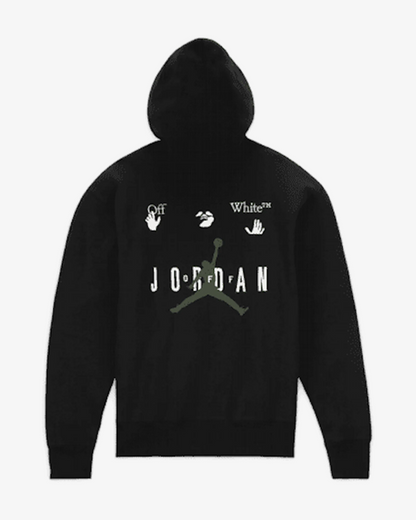 NIKE X OFF WHITE FW21 AIR JORDAN EMBROIDERED BLACK HOODIE