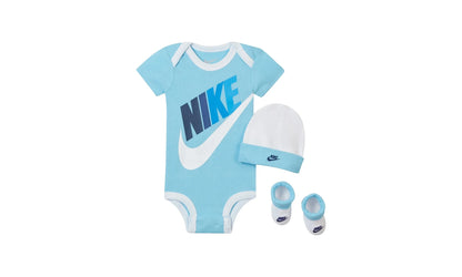 Baby Bodysuit, Hat and Booties 3-PC Box Set "Light Blue / White" MN0313 C3L