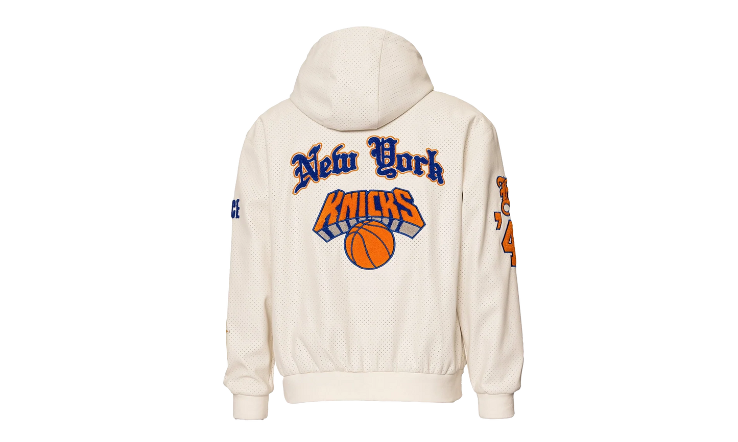 Lightweight Vegan Zip-Up Hooded Jacket "New York Knicks 1946" NBA 147WHTDE KNI