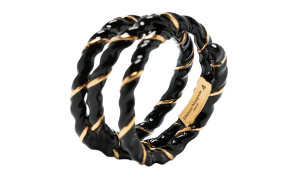 GOLD PLATED TWISTED RING "Black / Gold" SM1UQ0108P6477967