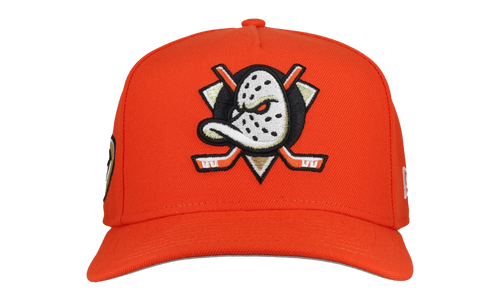 9FIFTY Anaheim Mighty Ducks Team Color A Frame Snapback Hat "Red - Grey Brim" NE464