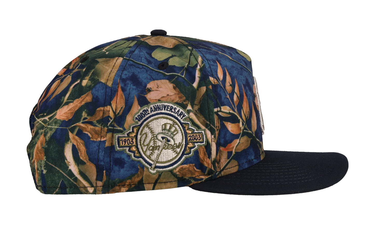 9FIFTY New York Yankees 100th Anniversary A Frame Snapback Hat "Leaves / Blue" NE289