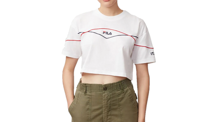 Kana Crop T-Shirt WMNS "White Peacoat Red" LW933298 100
